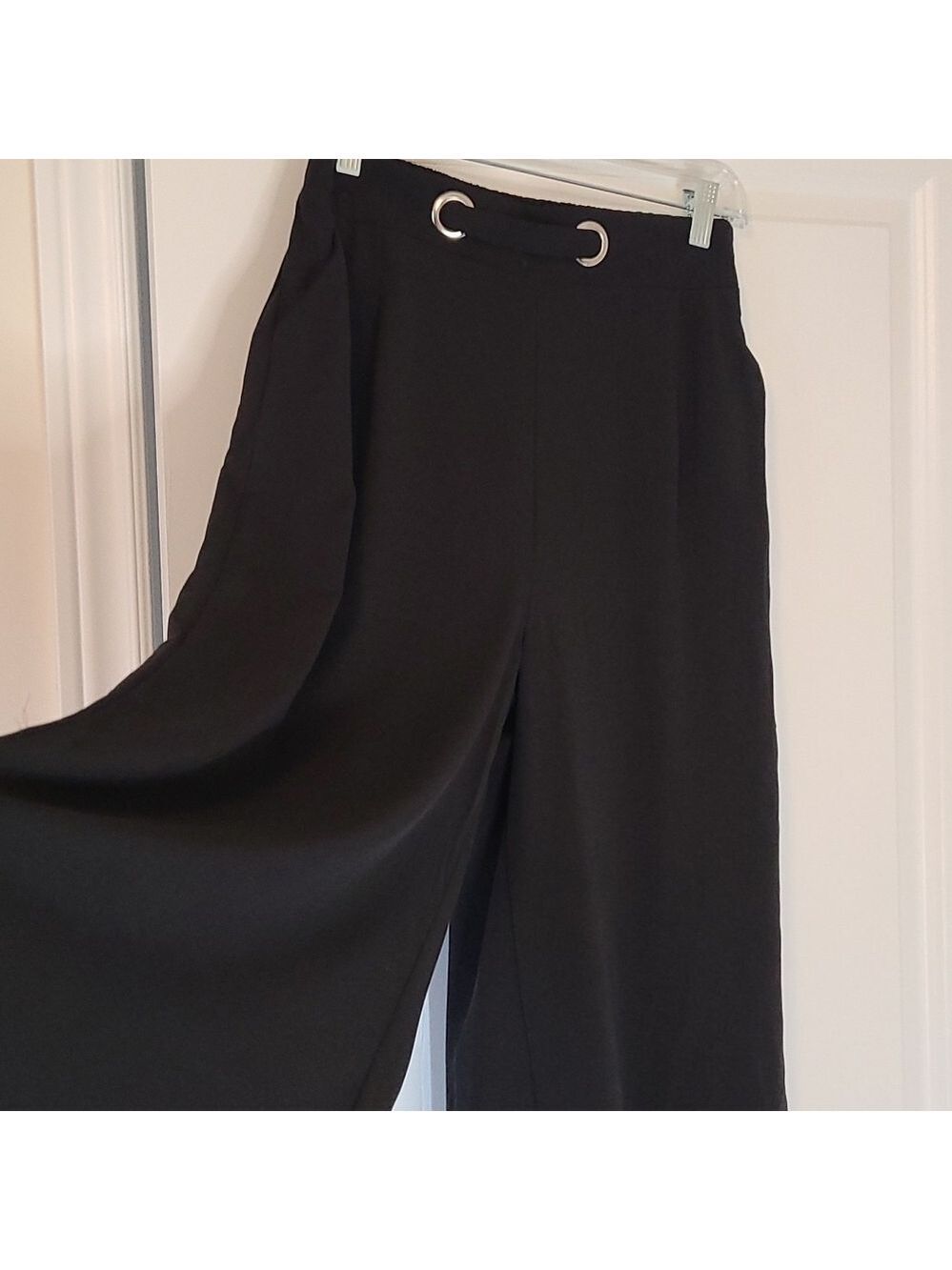 TRÏBE SOLID Black Sheer Culottes with Elastic Waistband Size Small NWT - Picture 5 of 11